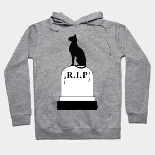 R.I.P: Black Cat on Tombstone Hoodie